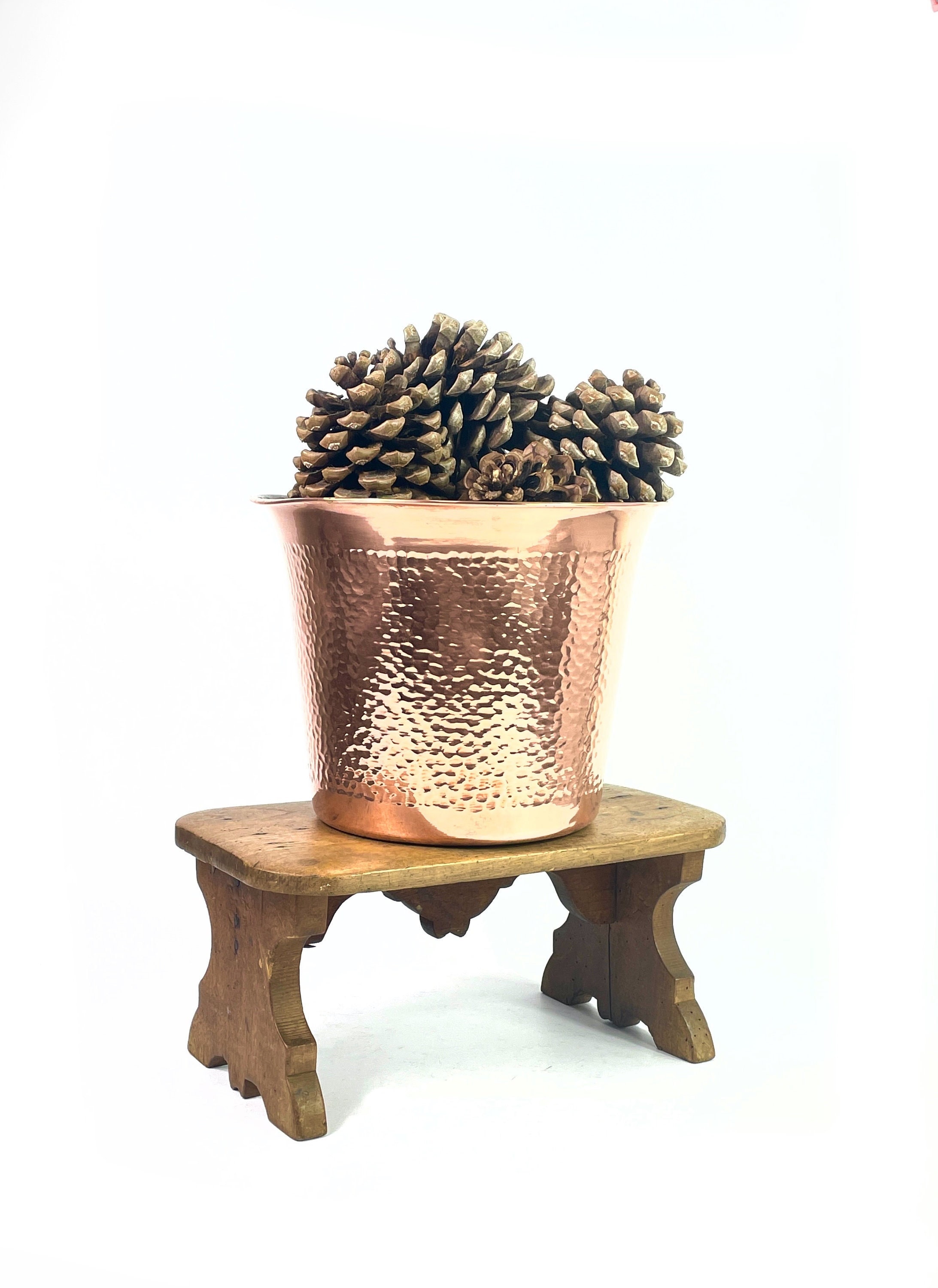 Vintage Français Pot de Cache en Cuivre Martelé Plantes/Seau à Champagne