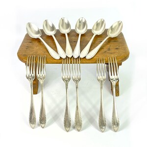 French vintage Silver plate x 6  Forks & 6 Spoons /all stamped MF / 84g