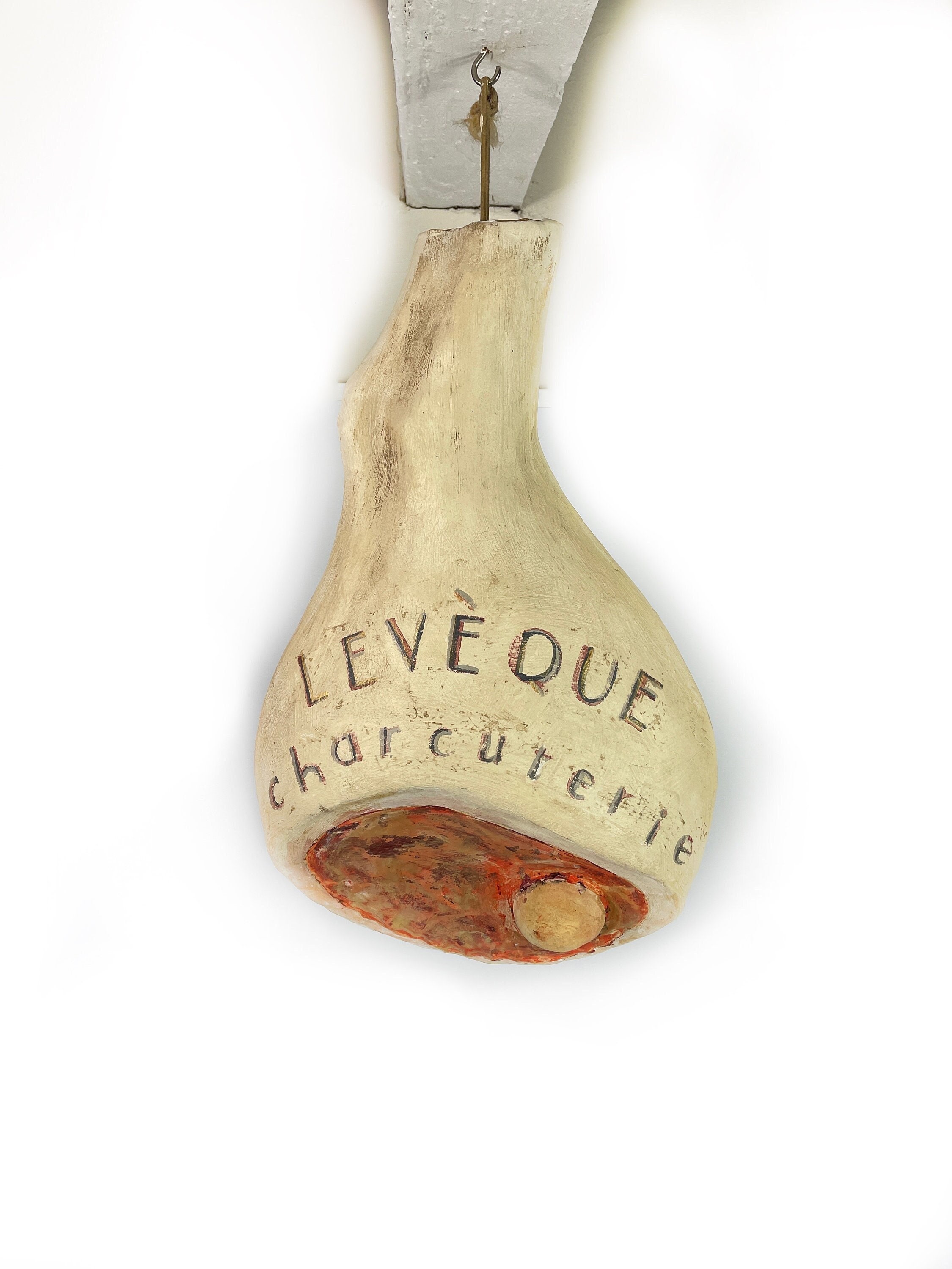 Original Des Années 1920 Français Butcher's Plaster Jambon Boucherie Charcuterie Pièce d'exposition 