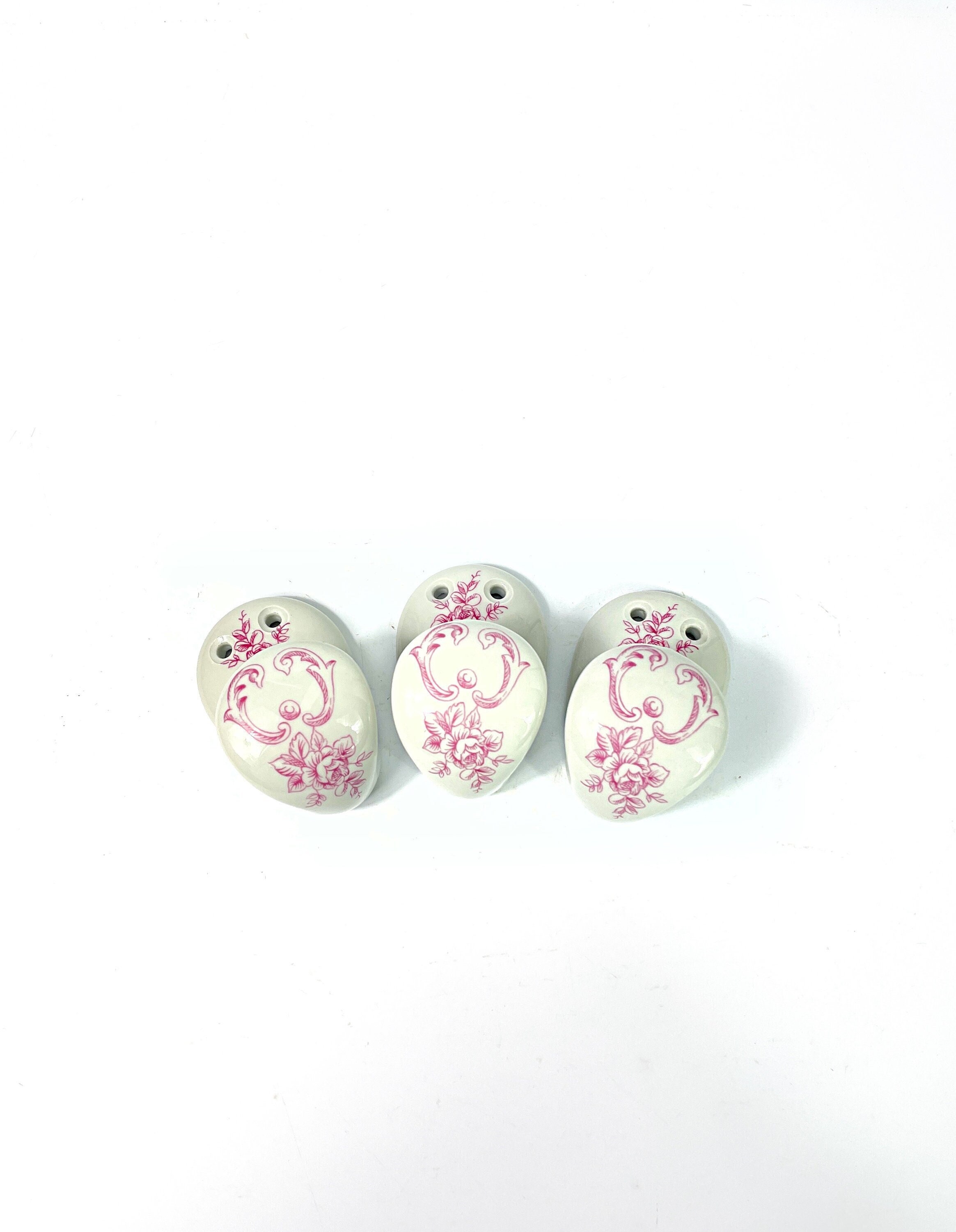 Trois/3 Français Vintage Paris Porcelaine Crochets Serviettes Joli en Roses Roses