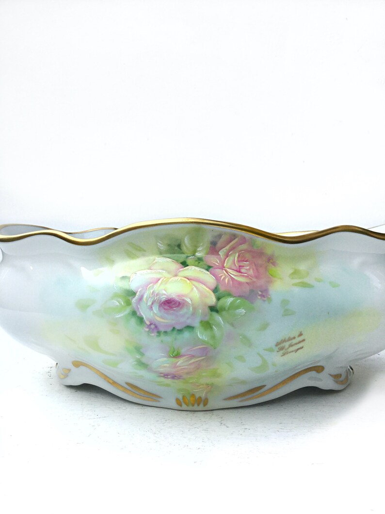 Large vintage Limoges Jardiniere William Guerin Porcelain Hand image 5