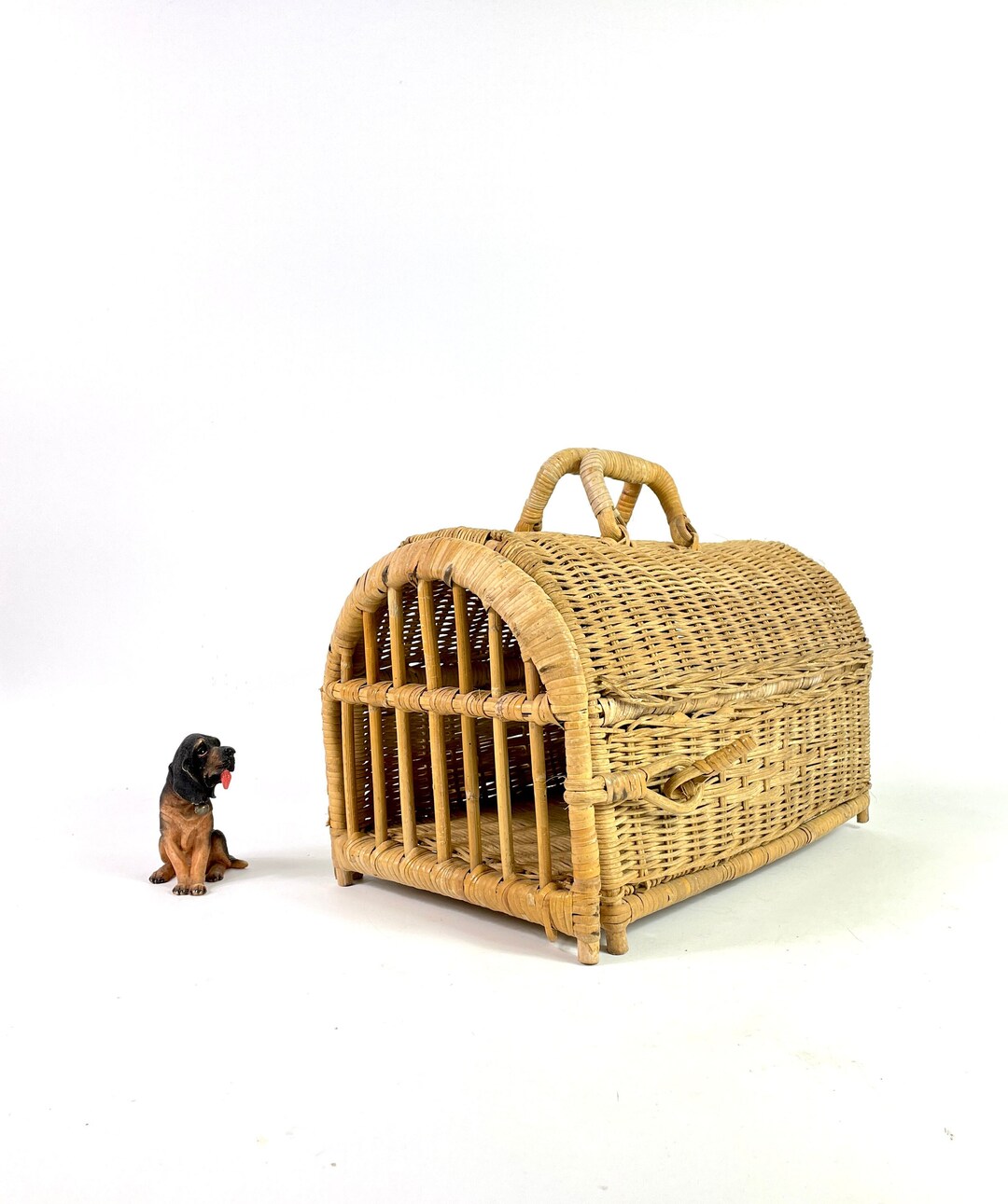 French Vintage Small Pet/animal Carrying Case Cane /wood Etsy