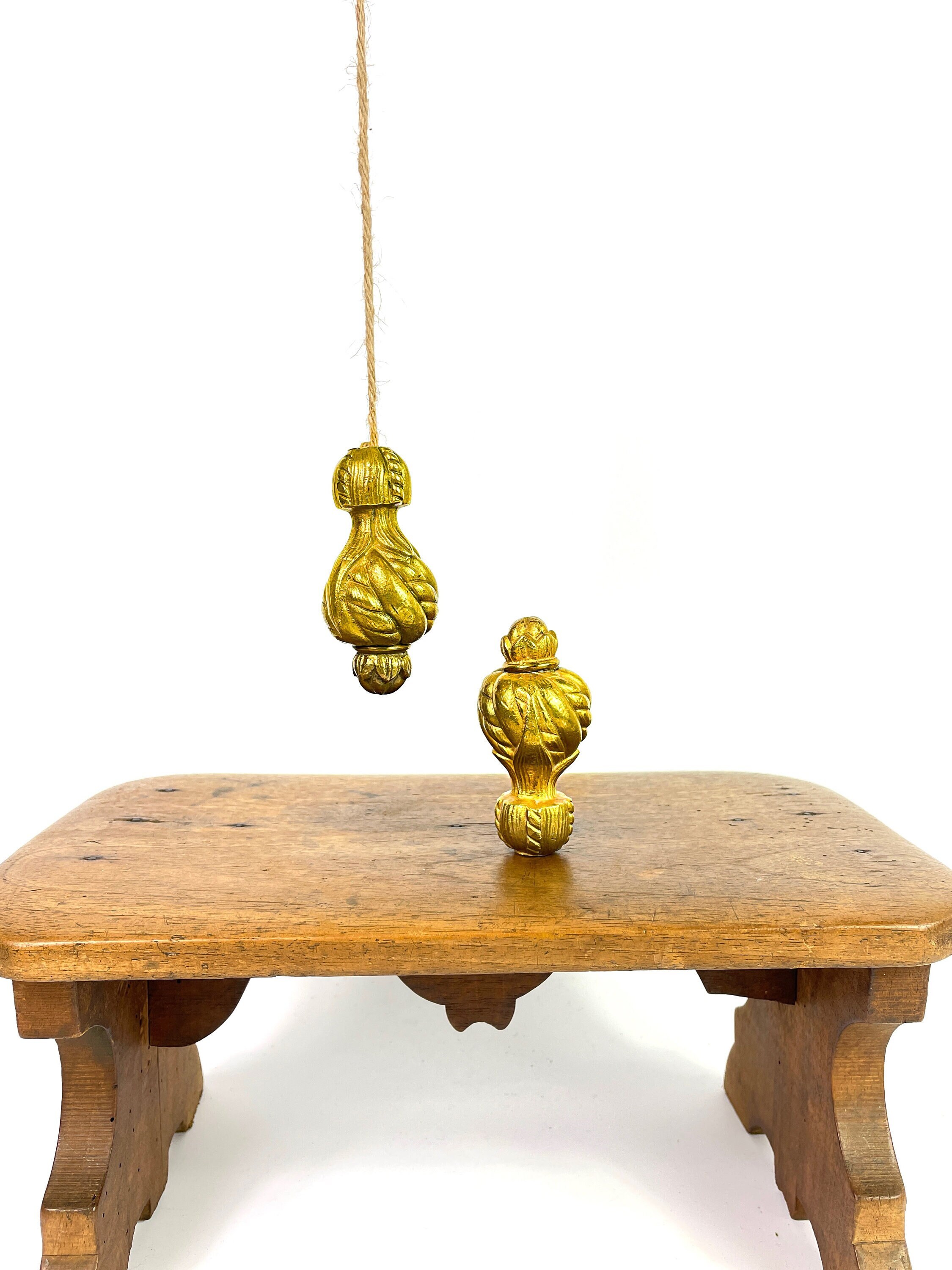 Paire de Français Antique Grand Rideau Ormolu Doré Drapé Store Bronze Pulls 1880's/Poignees Rideaux