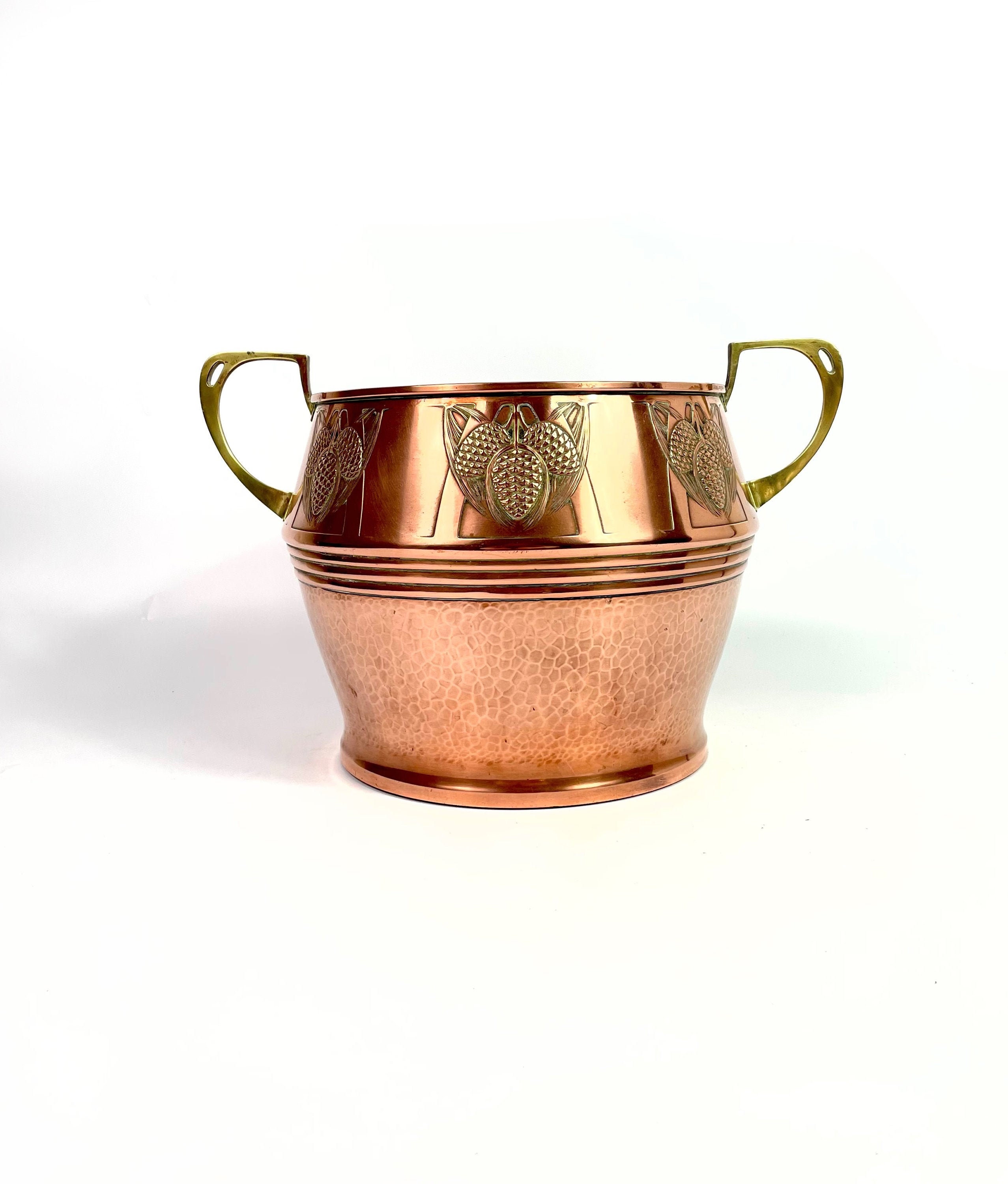 Carl Deffner Esslingen Jugendstil Art Nouveau Grande Jardinière en Cuivre Cache Pot Refroidisseur de