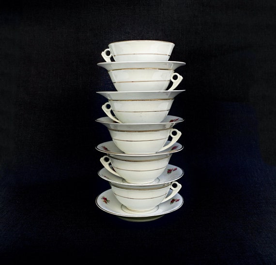 Tasse blanche porcelaine X6
