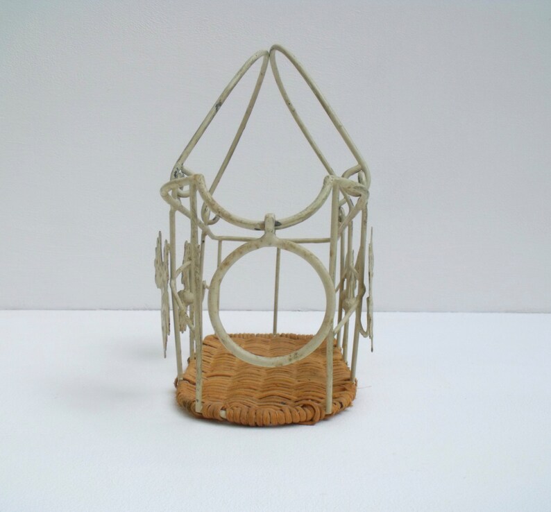 Wine basket cradle rustic metal & wicker French Grey tole ware Etsy