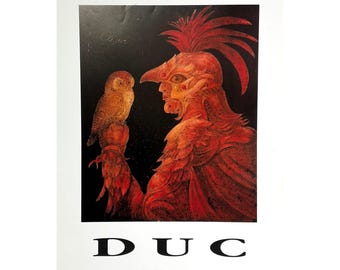 Cartel de exposición genuino francés vintage Antoine Duc (1932) Galerie Christi Couderc Paris
