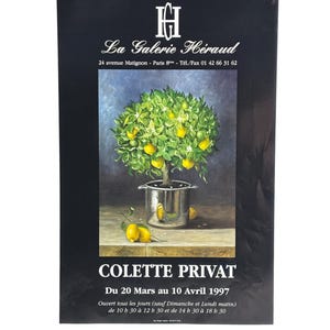 Vintage French genuine exhibition poster Colette Privat Lemon tree Paris