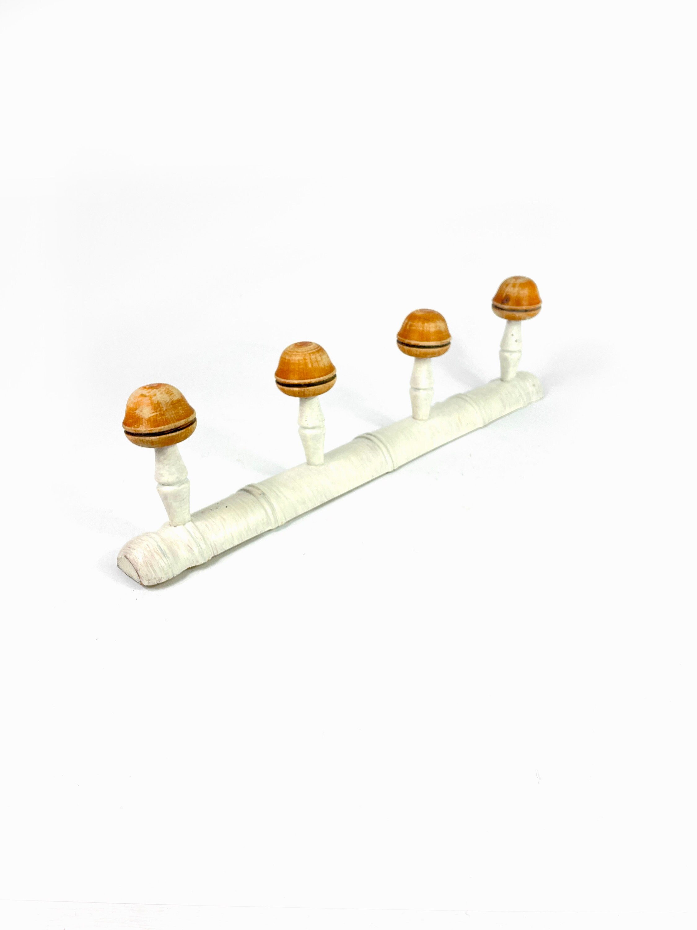 Coat Hook Français Vintage en Bois 4 Peg Hat Rack Farmhouse Shabby Chic -Patine Vieillie Peinte