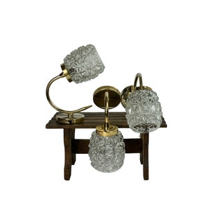 Three/3 Glass shades Retro Mid century wall sconces