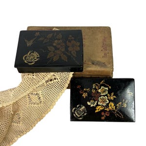 Pair of Napoleon III Chinoiserie Lacquered Papier Mache Boxes
