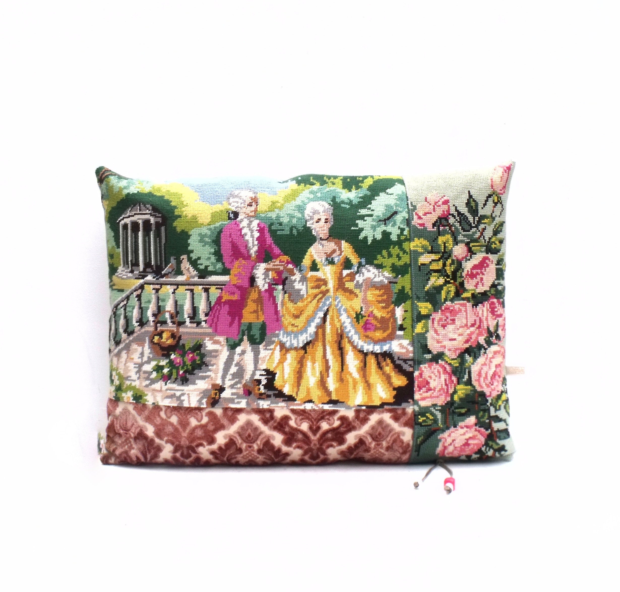 Collage French Needlepoint Tapestry Marie Antoinette Roses