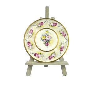 Antique Limoges large decorative  platter plate Roses signed hand decorated Porcelain 1927
