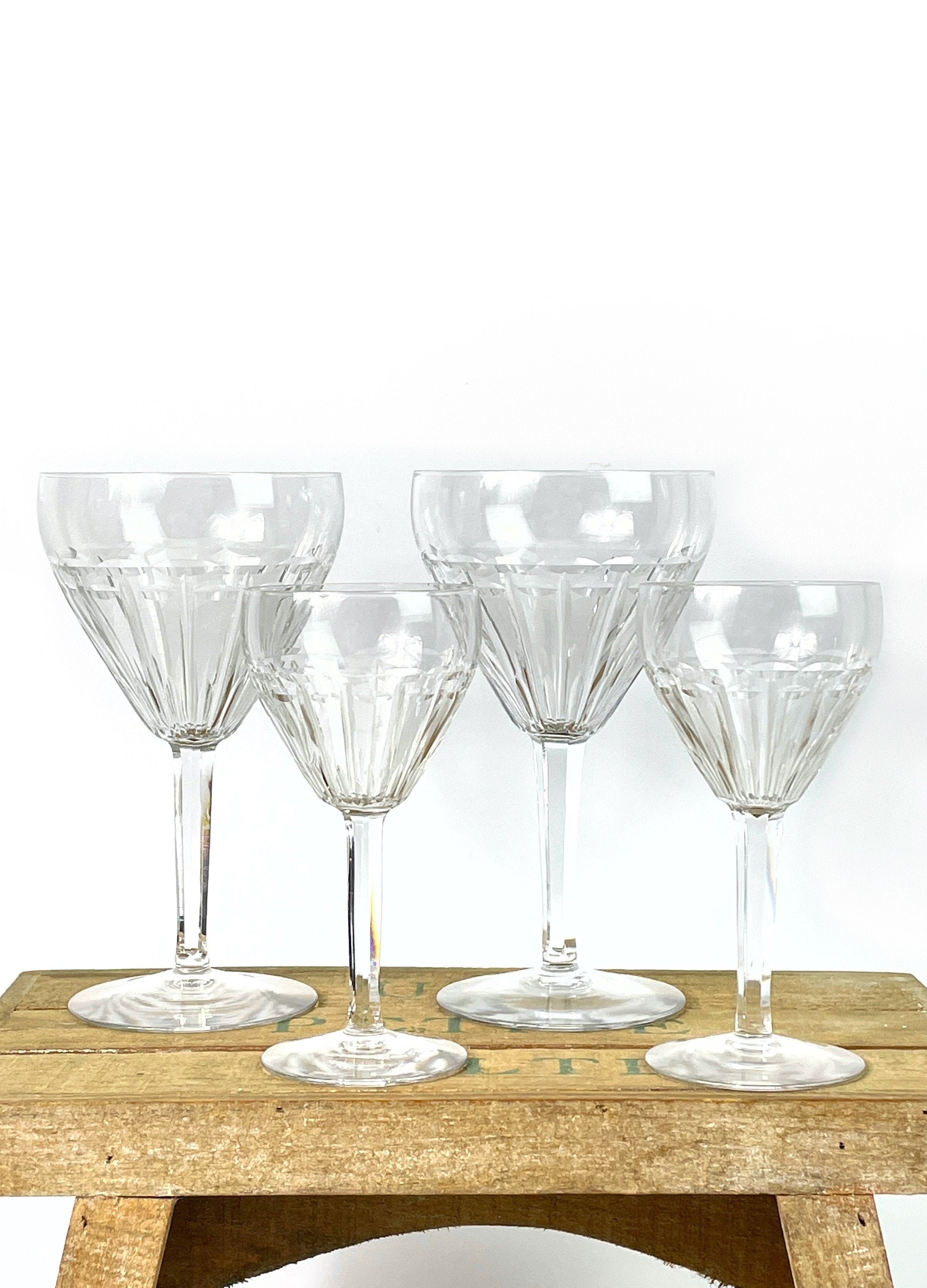 Français Verres en Cristal Vintage Exceptionnellement Fins Grand Vin & Sherry Pineau Taille