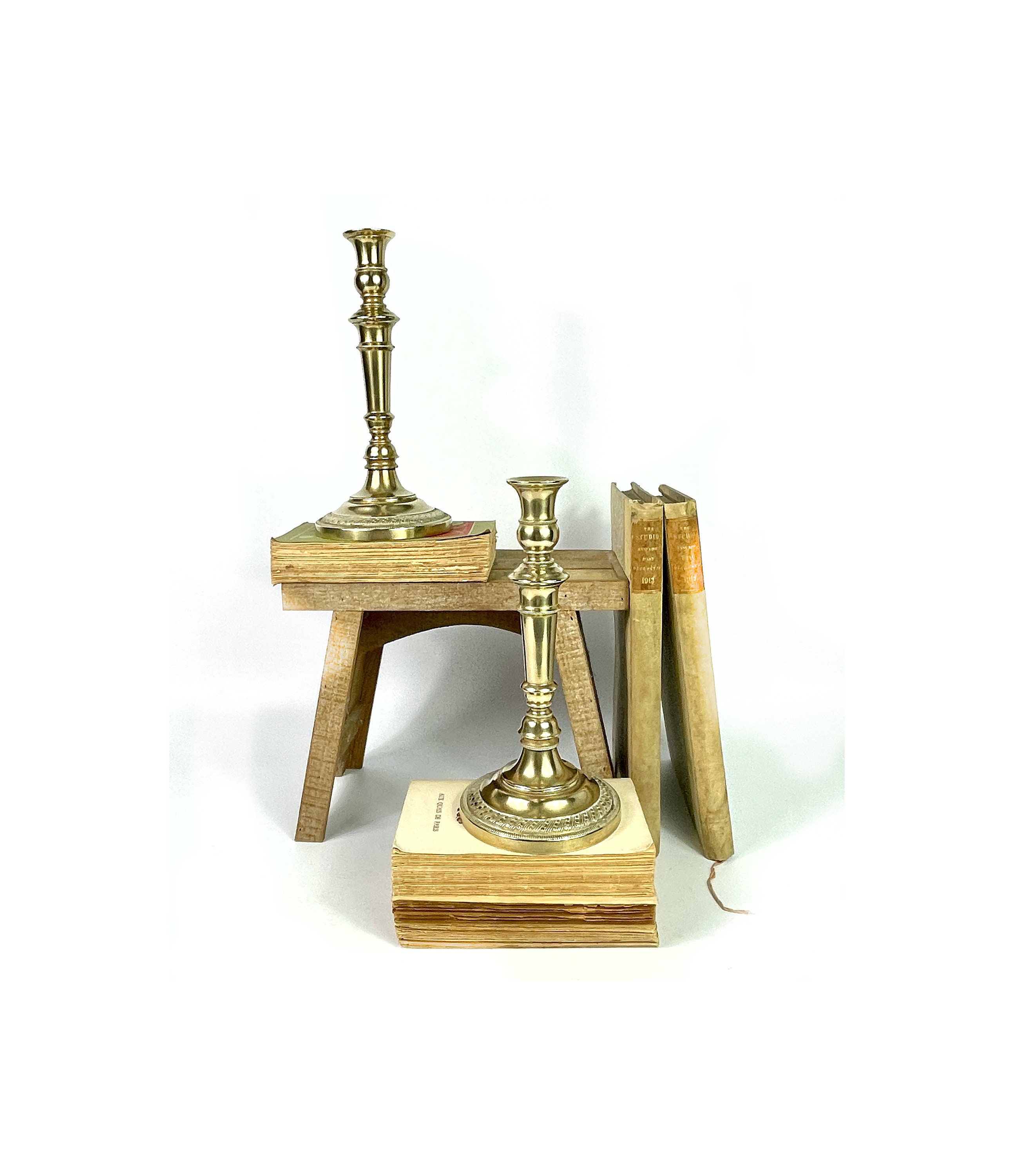 Paire de Bâtons Bougies en Bronze Antiques Qualité Français Lourde - Détail Décoratif