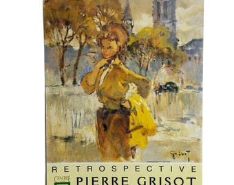 Cartel de exposición francés auténtico de época, Pierre Grisot Ave Victor Hugo Paris