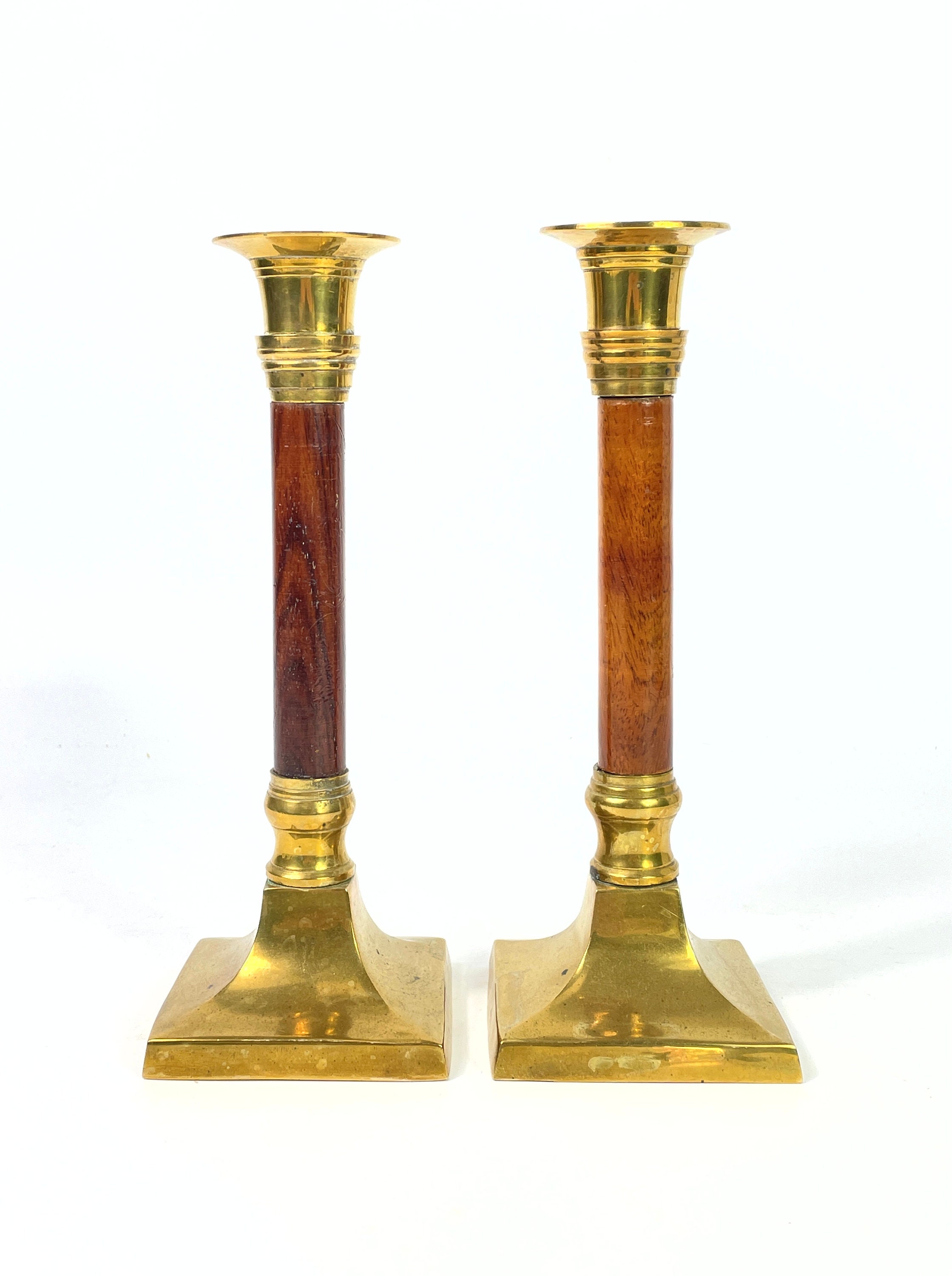 Pair of French Restauration Brass Candlesticks with Swirled