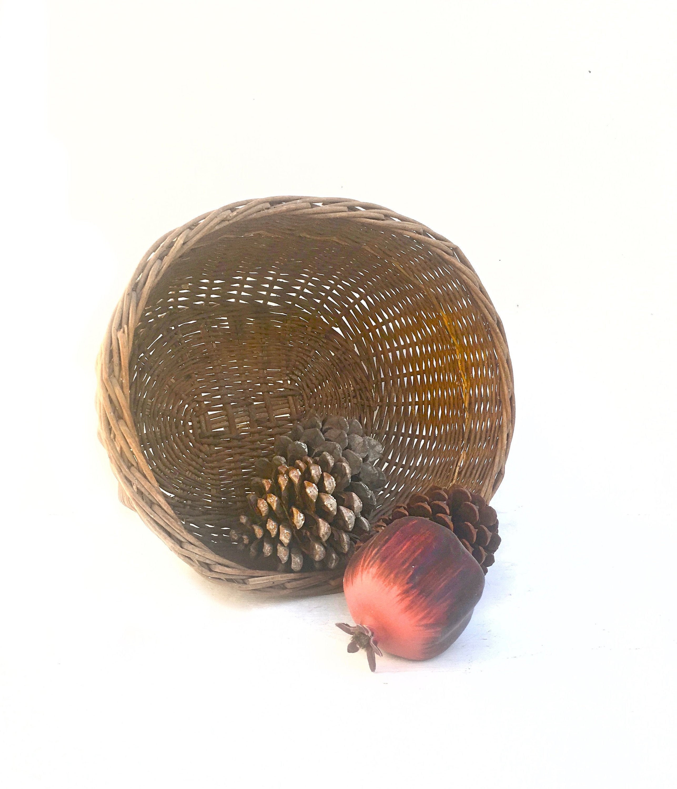 Vintage Grande Français Canne Wicker Gathering Storage Basket Kitchen Organisation Légumes de Fruits