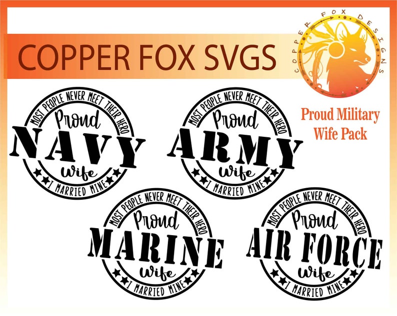 Download Proud Military Wife 4 pack SVG cut files | Etsy