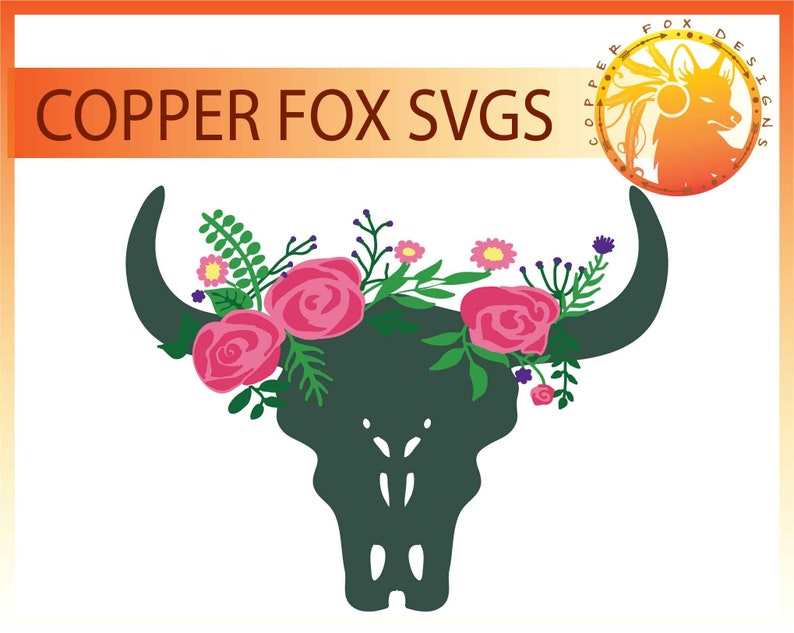 Download Steer Bull Skull Floral Multi Layer SVG / DXF Cut File | Etsy
