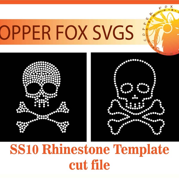 2 Layer Skull and Bones Rhinestone Template SS10