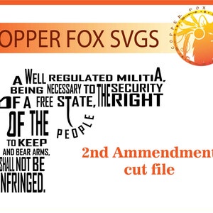 2nd Amendment Single Layer Cut File commercial use