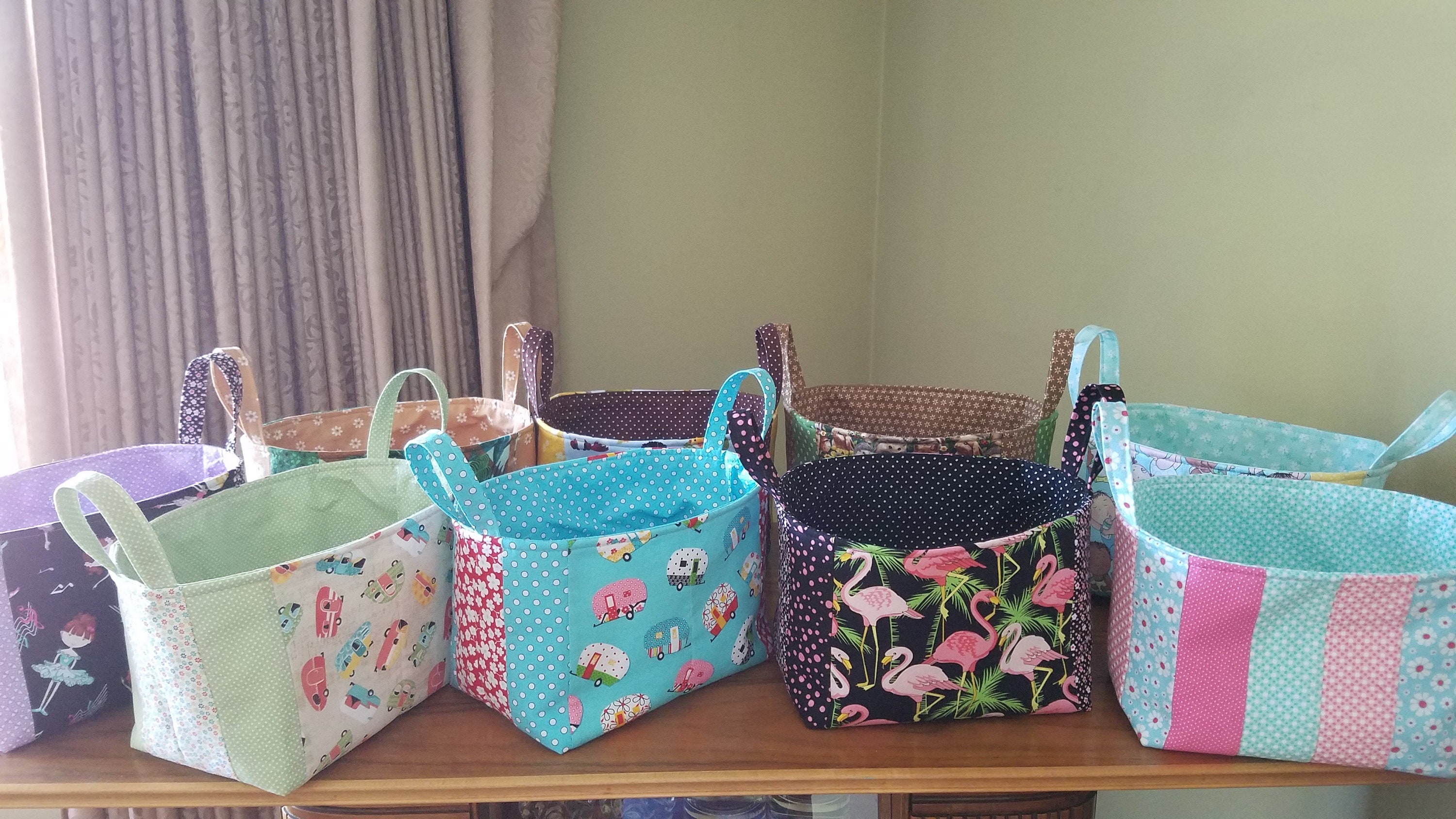 Quilted Fabric Storage Bin/basket With Woodland Animals Print Etsy