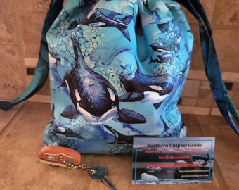 Pochette à cordon avec imprimé épaulard