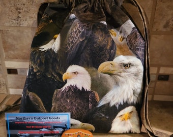 Drawstring Pouch with Eagle  Print