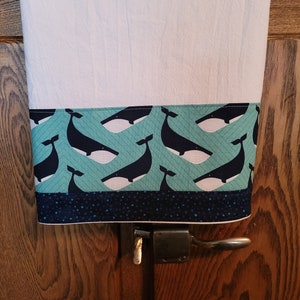 Flour Sack Dish Towel with Whale Print