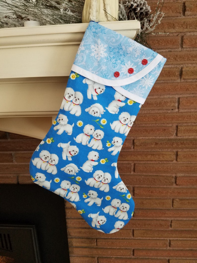 Christmas Stocking With Doggy Print Etsy