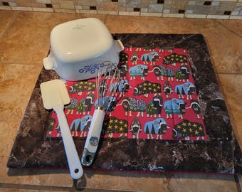 Quilted Dish Drying Mat with Musk Ox Print