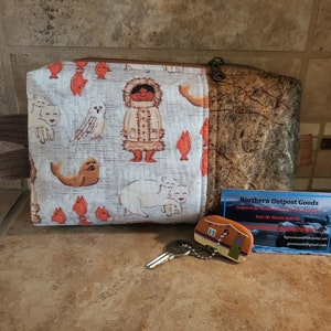 Boxy Zippered Pouch/Bag with Arctic Girl Print