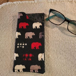 Quilted Eye/Sunglass Case with Bear Print