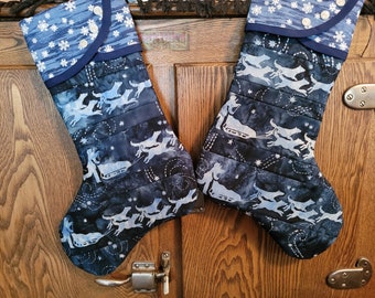 Quilted Christmas Stocking with Alaska Dogsled Print