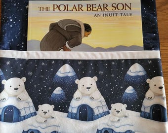 Reading Pocket Pillow with Polar Bear Print &  Book