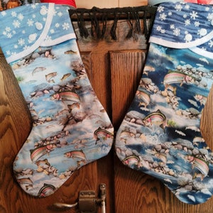 Christmas Stocking with Trout Print