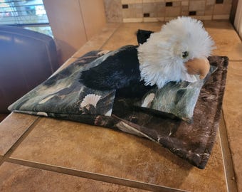Eagle Stuffed  Animal in Sleeping Bag with Eagle Print