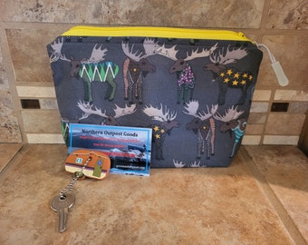 Small Zippered Bag with Moose Print