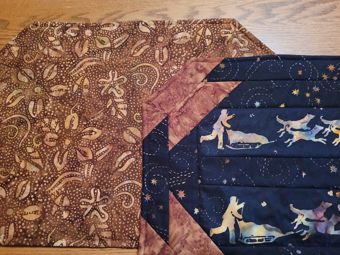 Set Of 2 Quilted Placemats With Alaska Dogsled Print Etsy