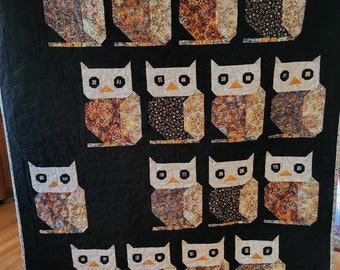 Lap Size Quilt or Wall Hanging with Owl Print