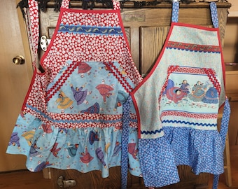 Alaskan Kuspuk  Full Apron with First Nation Women Print