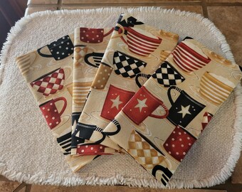 Cloth Napkins with Coffee Cups  Print
