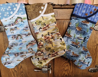 Christmas Stocking with Trout, Ducks, & Geese  Print