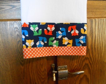 Flour Sack Kitchen, Nursery, or Bathroom Towel with Foxes Print
