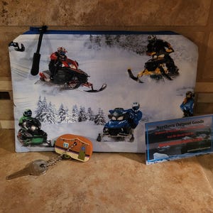 Small Zippered Bag with Snowmobile  Print