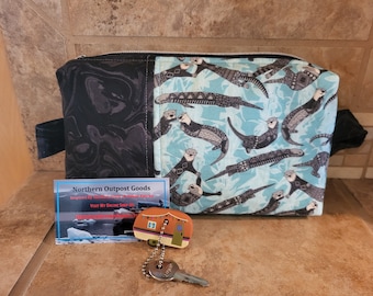 Boxy Zippered Pouch/Bag with Alaskan Otter Print