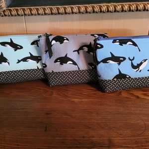 Small Zippered Bag with Killer Whale Print