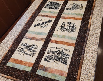 Quilted Wall Hanging/Tablerunner  with Alaskan Skagway Themed Print
