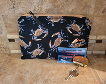 Zippered Bag with Crab Print